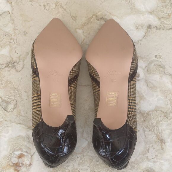 NWOT J. Crew Leather & Textile Pointer Toe Kitten Heel Pumps - Picture 13 of 15